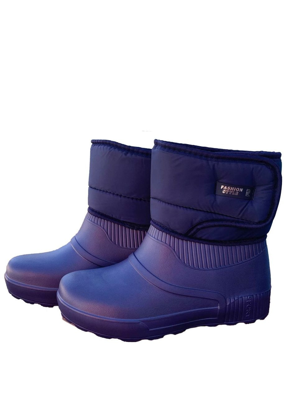 Синие женские сапоги на липучке Olimp