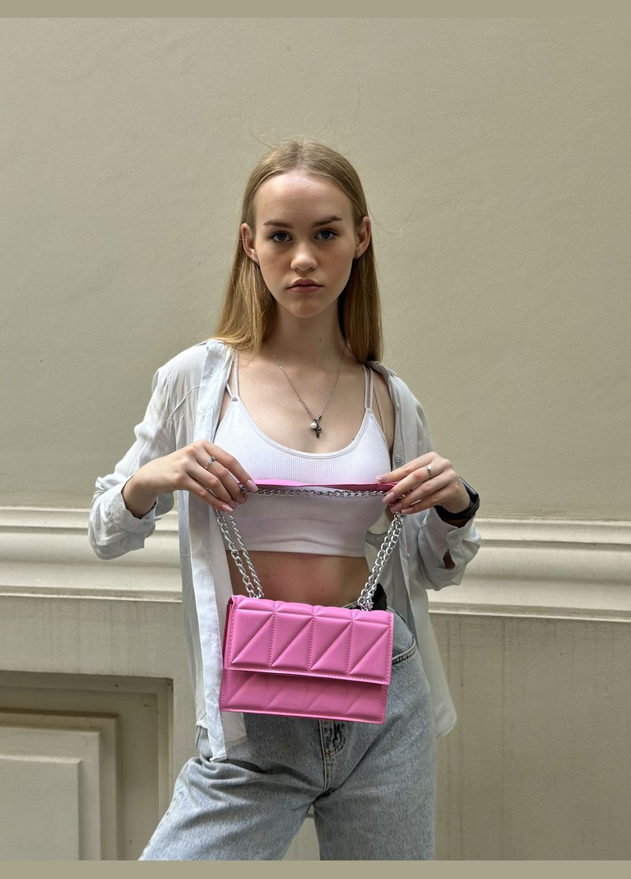 Женская розовая сумка 10288 кросс-боди на цепочке No Brand (299279274)