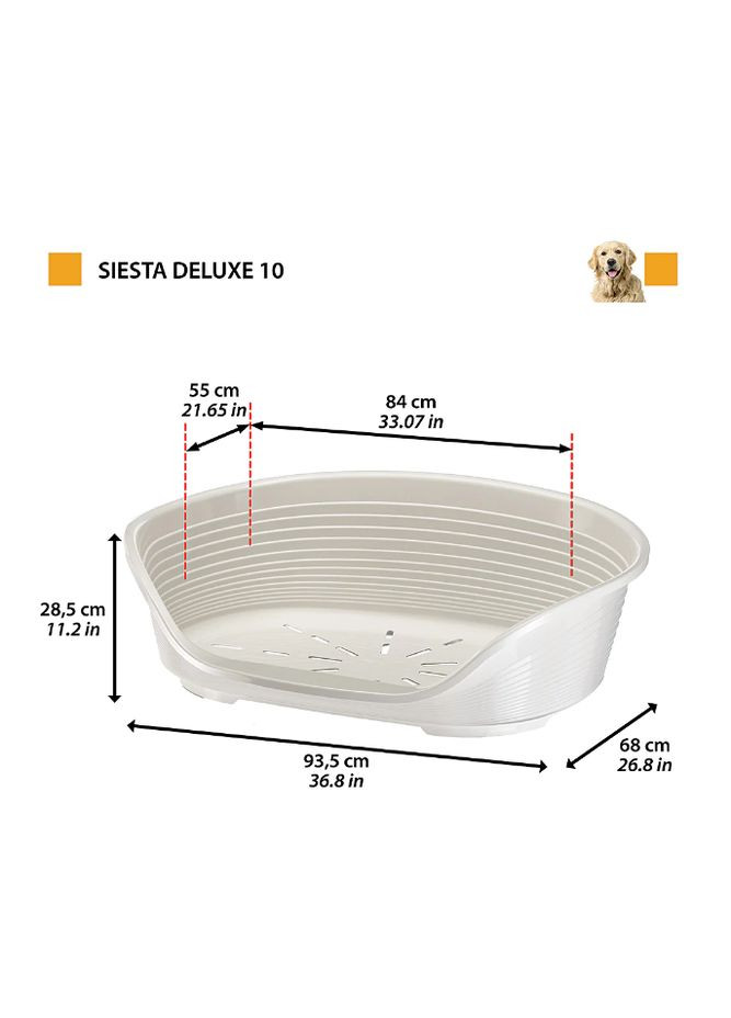 Лежак пластиковый для собак и котов Siesta Deluxe 10 93.5х68х28.5 см серый 70210947 Ferplast (269341639)