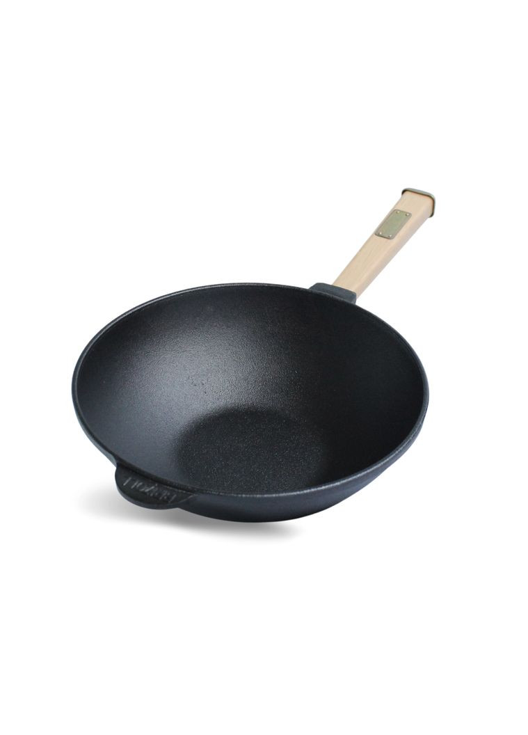 Сковорода чавунна з дерев`яною ручкою WOK 2,2 л Brizoll (360393523)