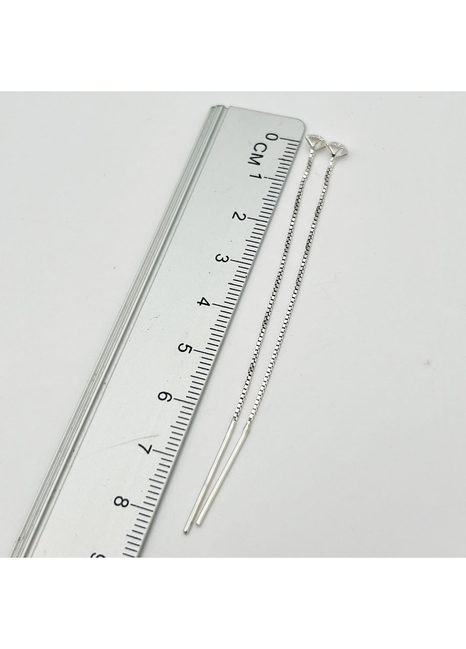 Серьги-протяжки серебряные с кубическим цирконием 0,95 г No Brand (369736696)