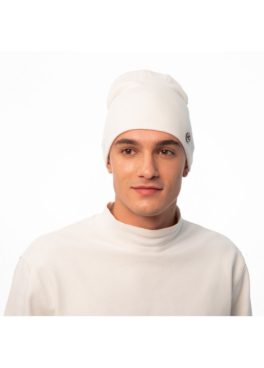 Шапка біні чоловіча віскоза біла NOELLA 261-518 LuckyLOOK 261-518M (322790149)