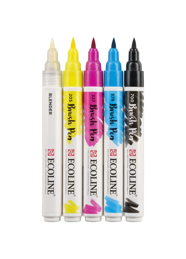 Набор кистей-ручек Ecoline Brushpen PRIMARY X 5цв. Royal Talens (362582861)