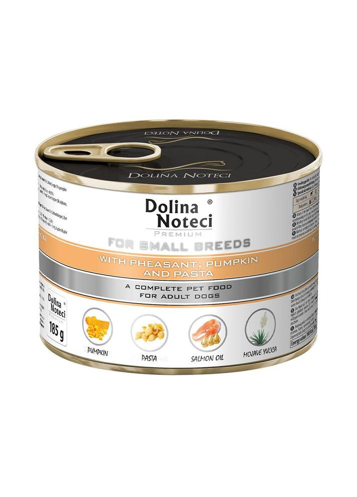 Вологий корм для собак маленьких порід Premium з фазаном, гарбузом та локшиною185 г (*) Dolina Noteci (363839750)