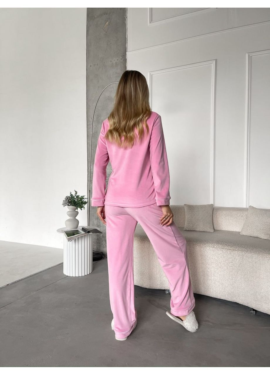 Рожева жіноча велюрова піжама Osoblyva