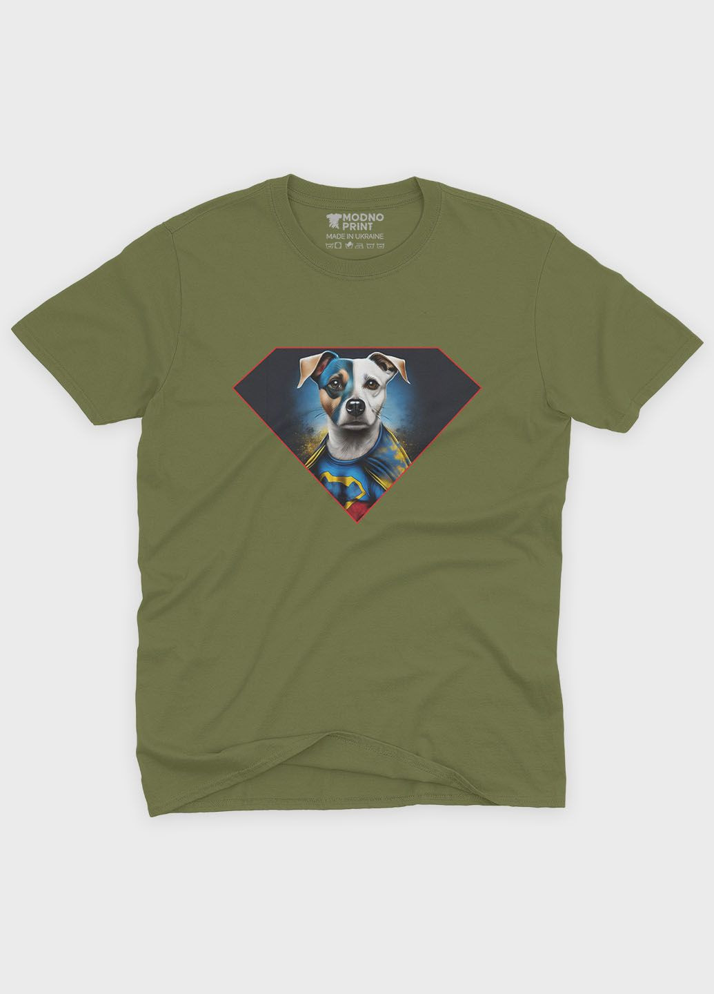 Хаки (оливковая) мужская футболка с патриотическим принтом пес патрон (ts001-5-hgr-005-1-135) Modno