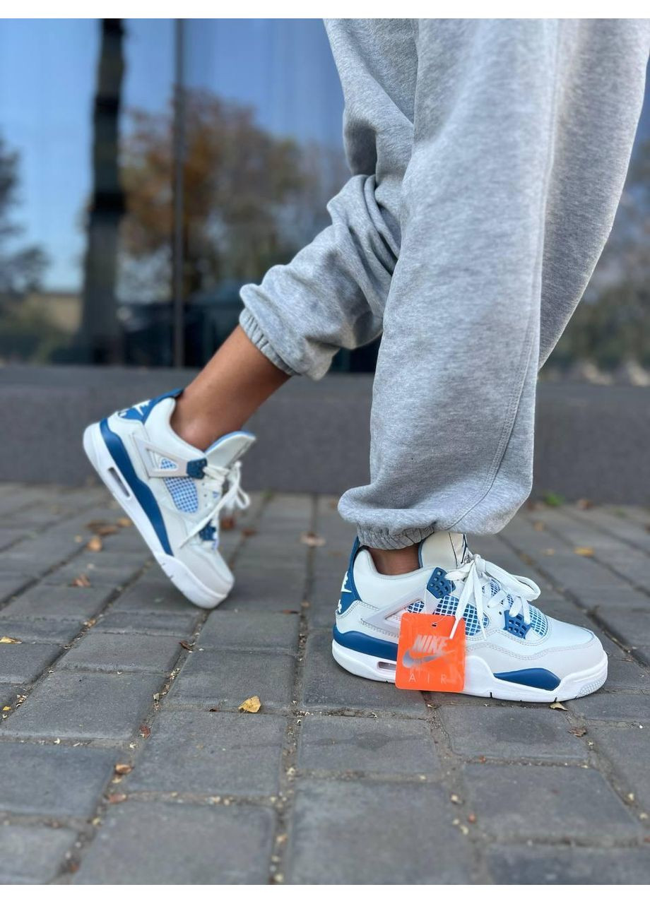 КРОСІВКИ ЖІНОЧІ NIKE JORDAN 4 RETRO GOLF MILITARY BLUE НАЙК АІР ДЖОРДАН No Brand білі демісезони (369388996)