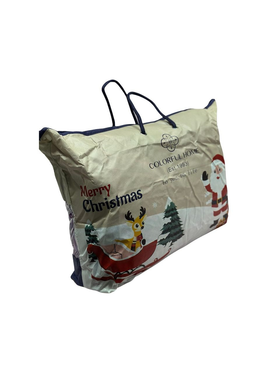 Плед-покрывало новогодний двусторонний евро 200х220 флис/овчина светло-серый Новогодние котики NOV7 Colorful Home (366959103)