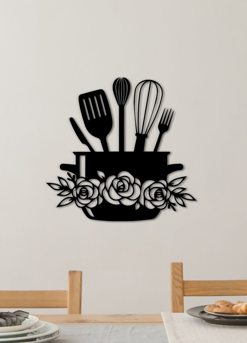 Современная картина на кухню, деревянный декор для дома "Кастрюля хозяйки", декоративное панно 20х20 см Woodyard (292013461)