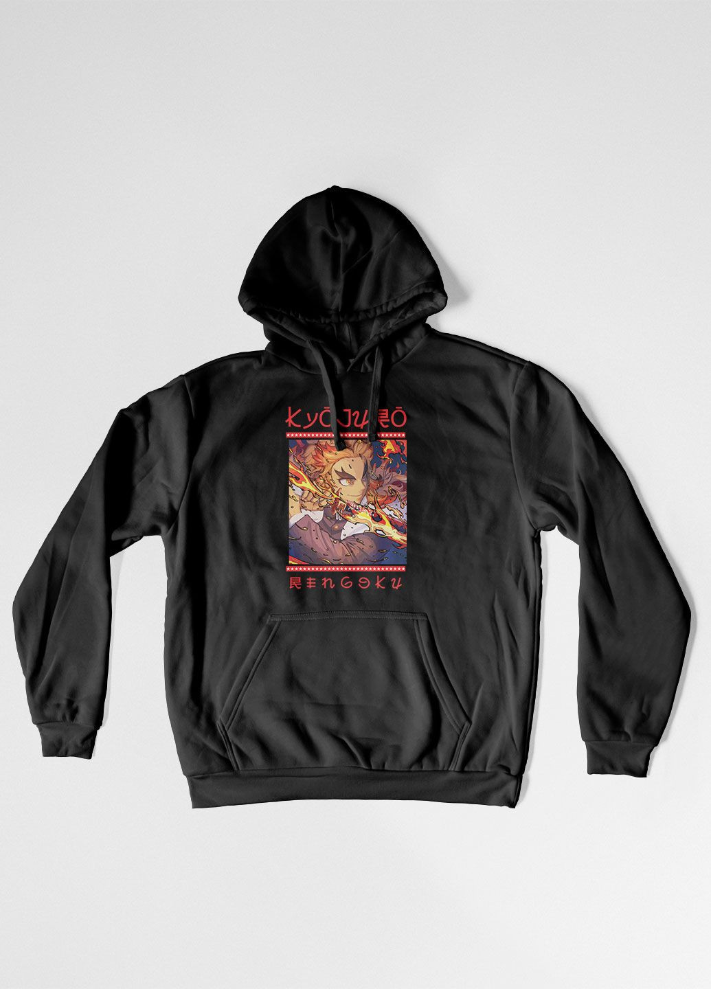 Жіноче худі з аніме принтом Клинок, який знищує демонів/Ренгоку (321-HD001FRONT-BL-F) Modno (276965920)