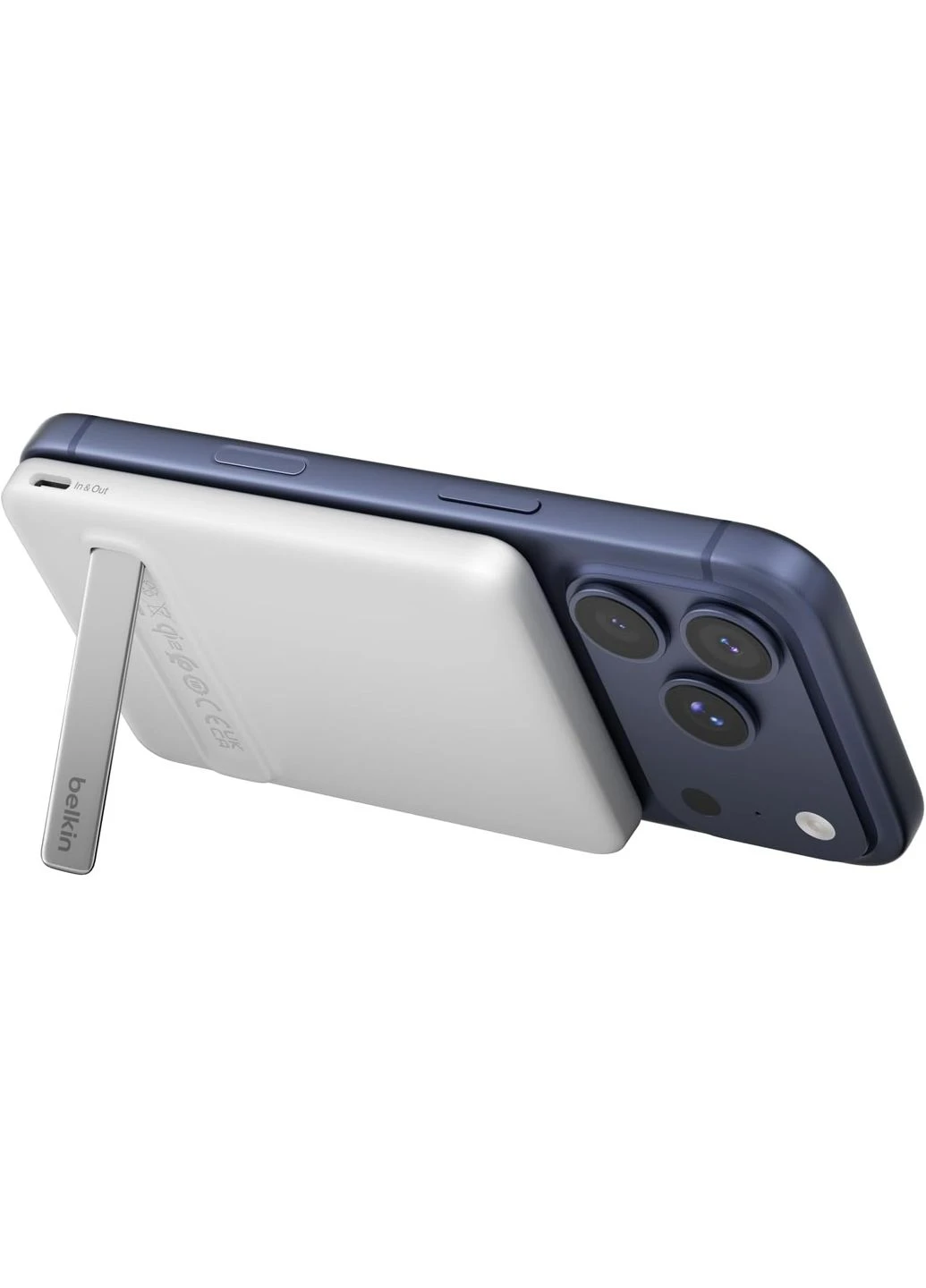 Акумулятор портативний літій-іонний Power Bank 5000мА·год, 20Вт PD/Qi2 15Вт, Magnetic Kickstand, білий Belkin (398205069)