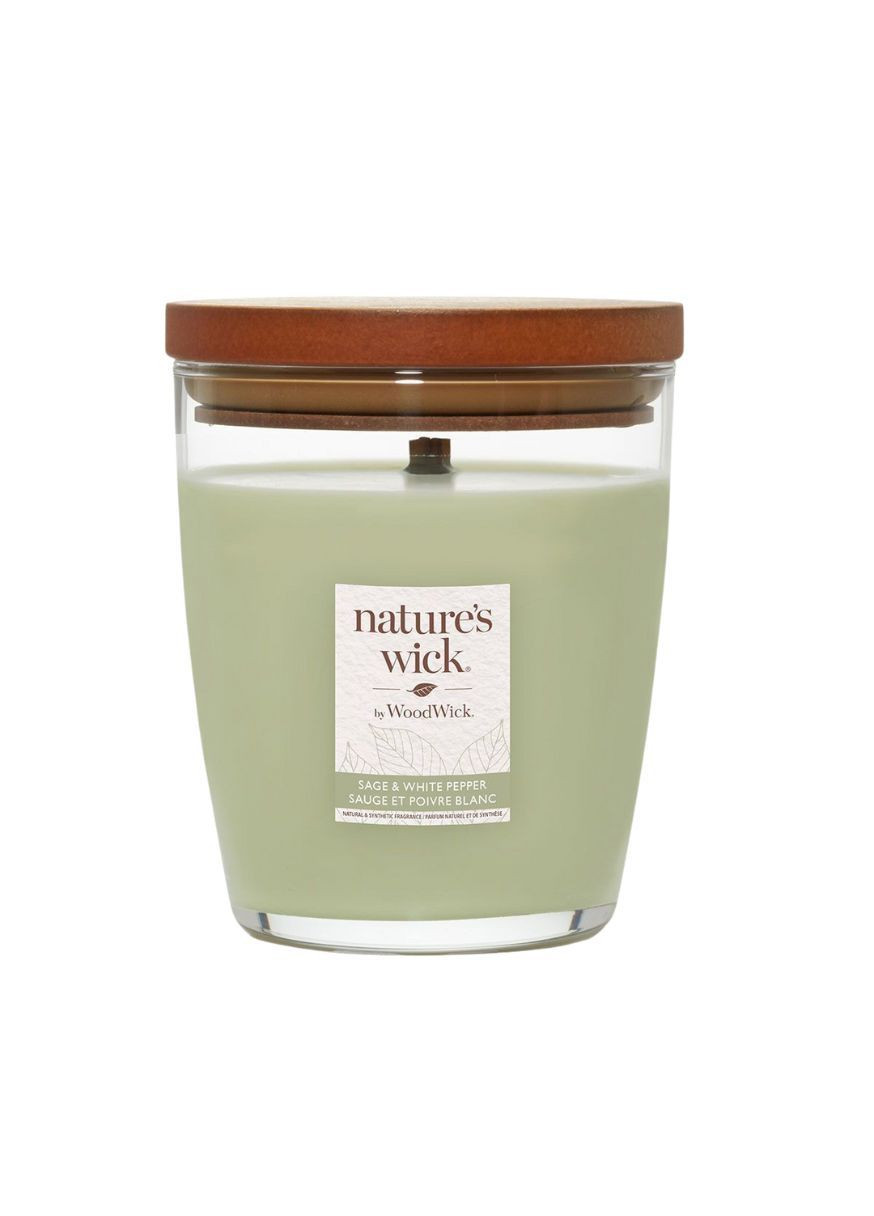 Ароматическая свеча с ароматом шалфея и белого перца Nature’s Wick Sage & White Pepper 284 г WoodWick (367912448)