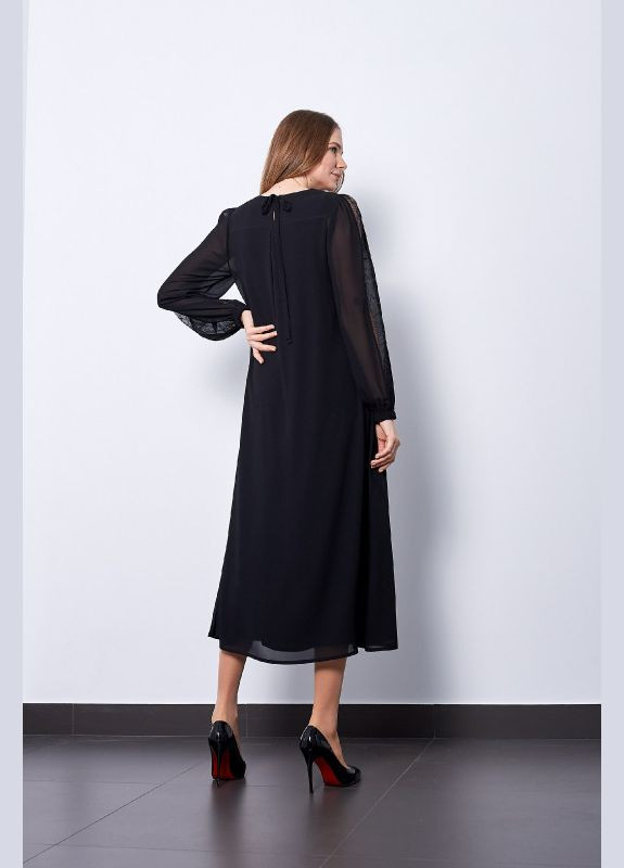 Чорна плаття жіноче демісезонне міді чорне фріда Modna KAZKA