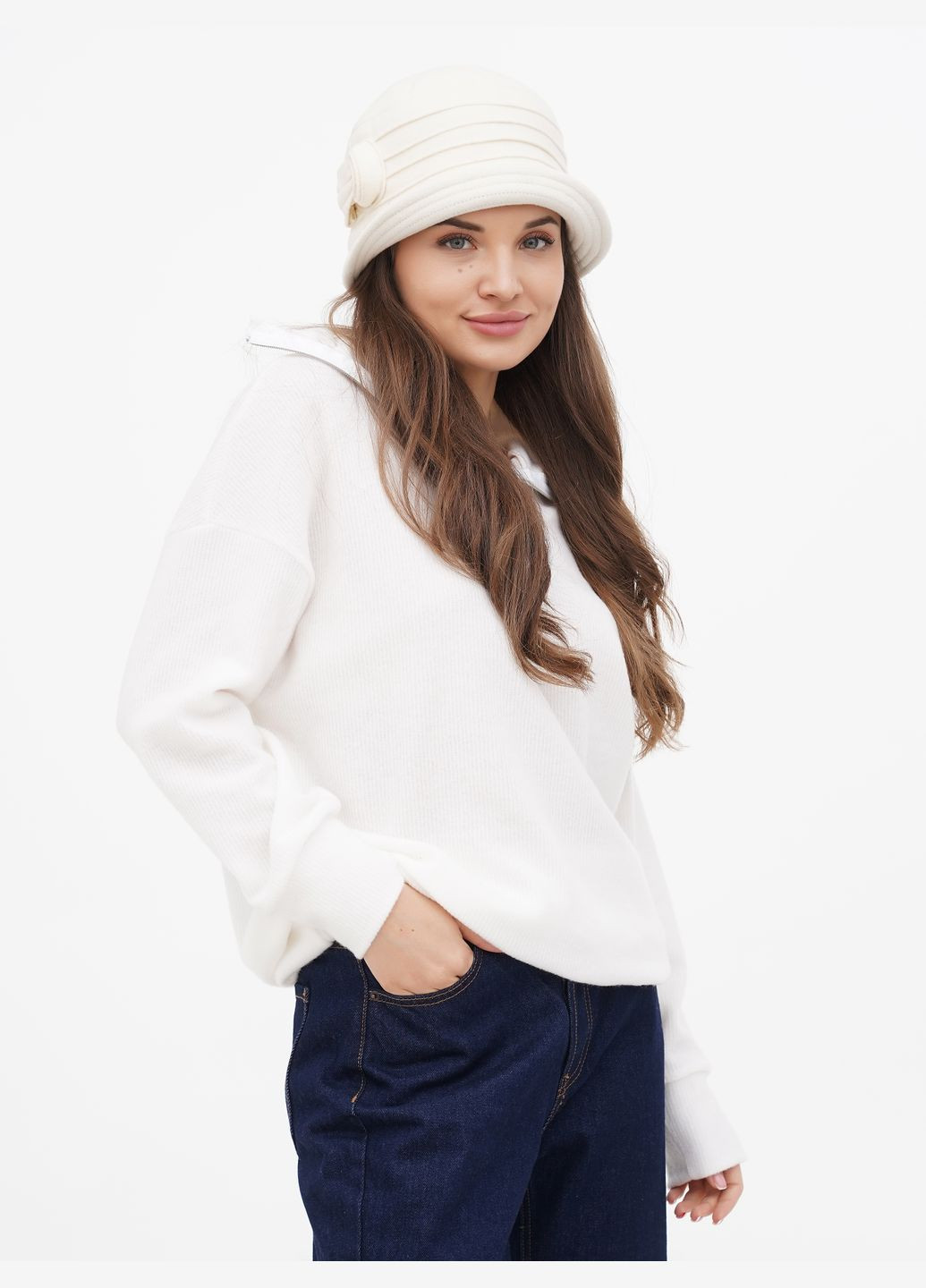 Женская шляпа "Беатрис", бежевая — утончённость и стиль в одном аксессуаре VECONS Шляпка (319836287)