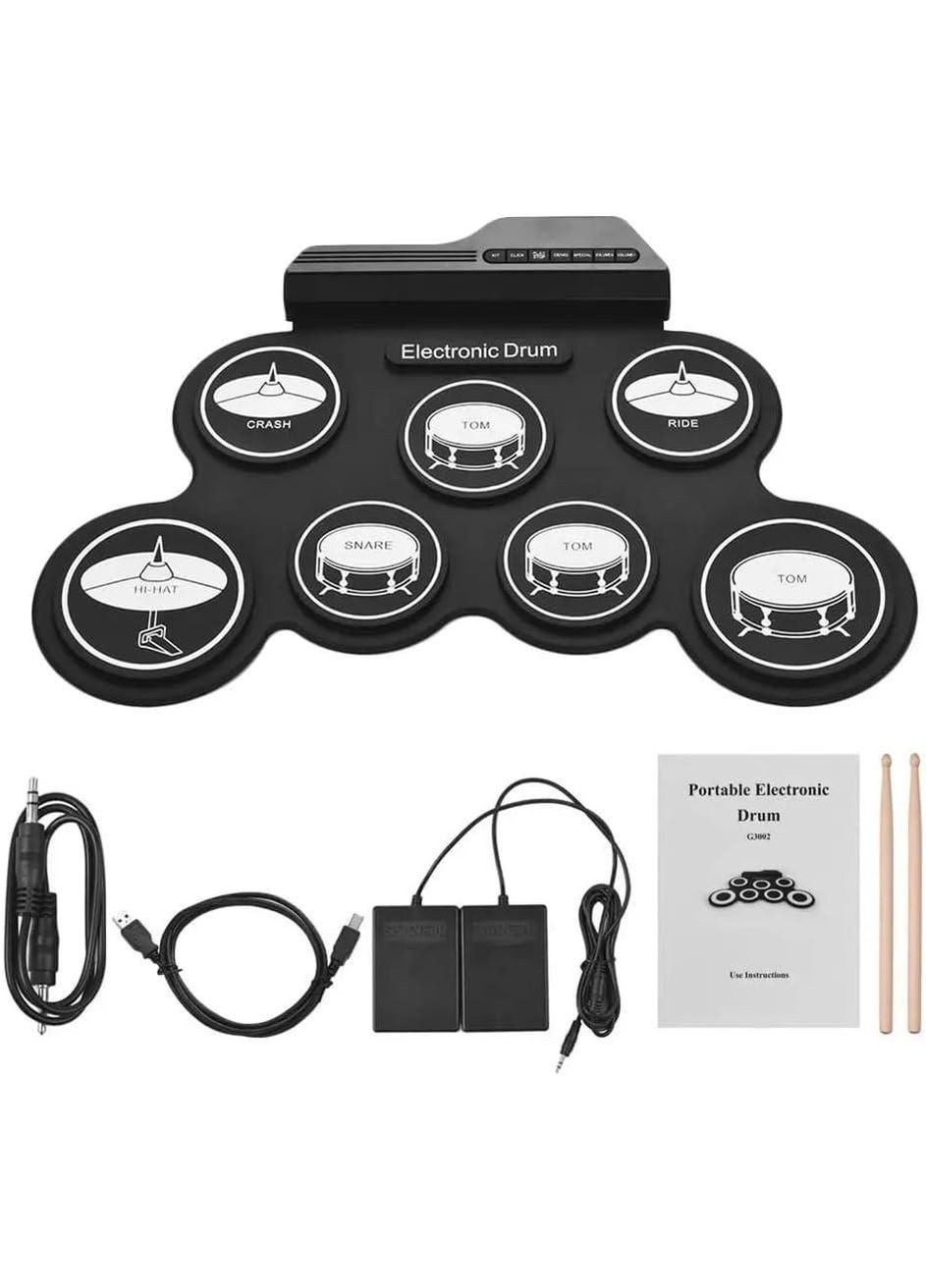 Силиконовый электронный барабан Black Rhythm с 2 палочками, педалями 7 педов и USВ No Brand (342717002)