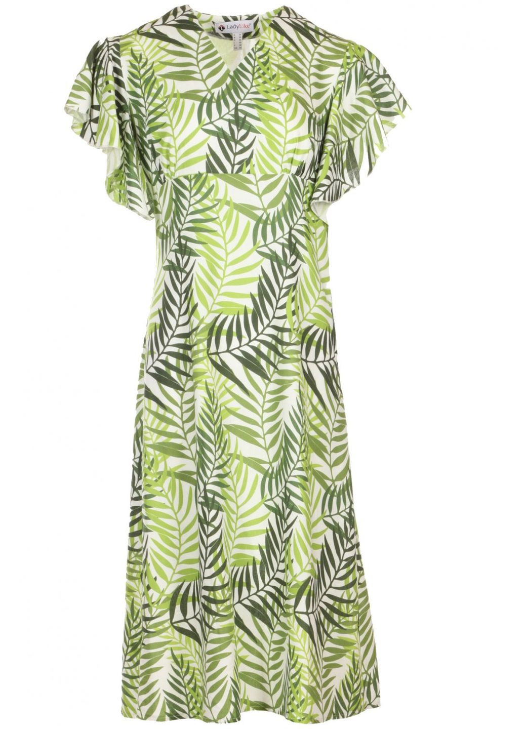 Зеленое повседневный платье льняное в большие зеленые листья (ll214157847) LadyLike