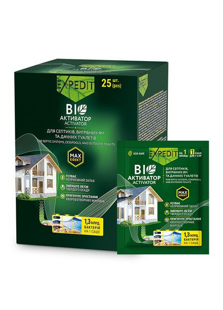 Биоактиватор для септиков, выгребных ям и дачных туалетов,Саше бокс,25 шт по 20 г Expedit (338861900)