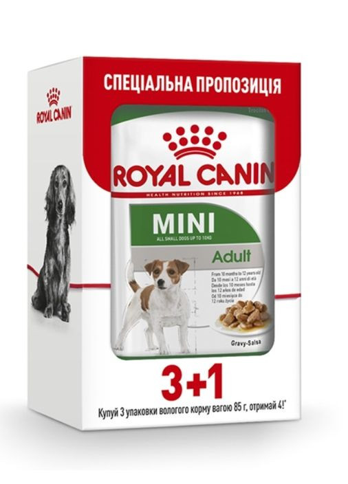 Набір вологого корму Mini Adult для дорослих собак малих порід 3+1 Royal Canin (291449945)
