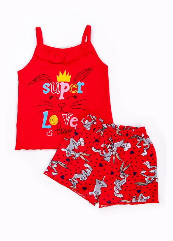 Червона піжама для дівчаток 02-2349-01н 110 см яскравий ментол єдиноріг Авекстекс