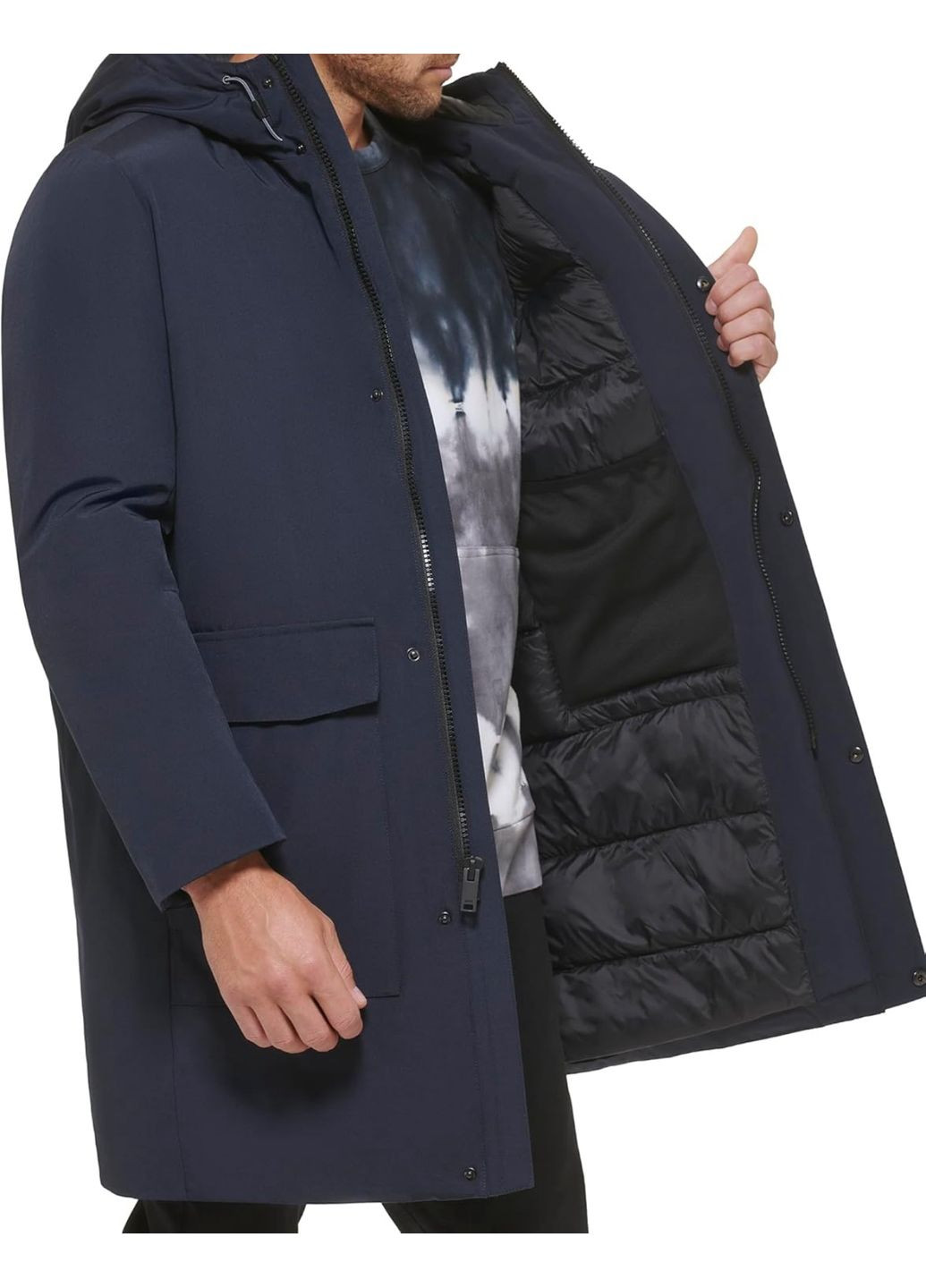 Темно-синий зимний Пуховик аляска DKNY