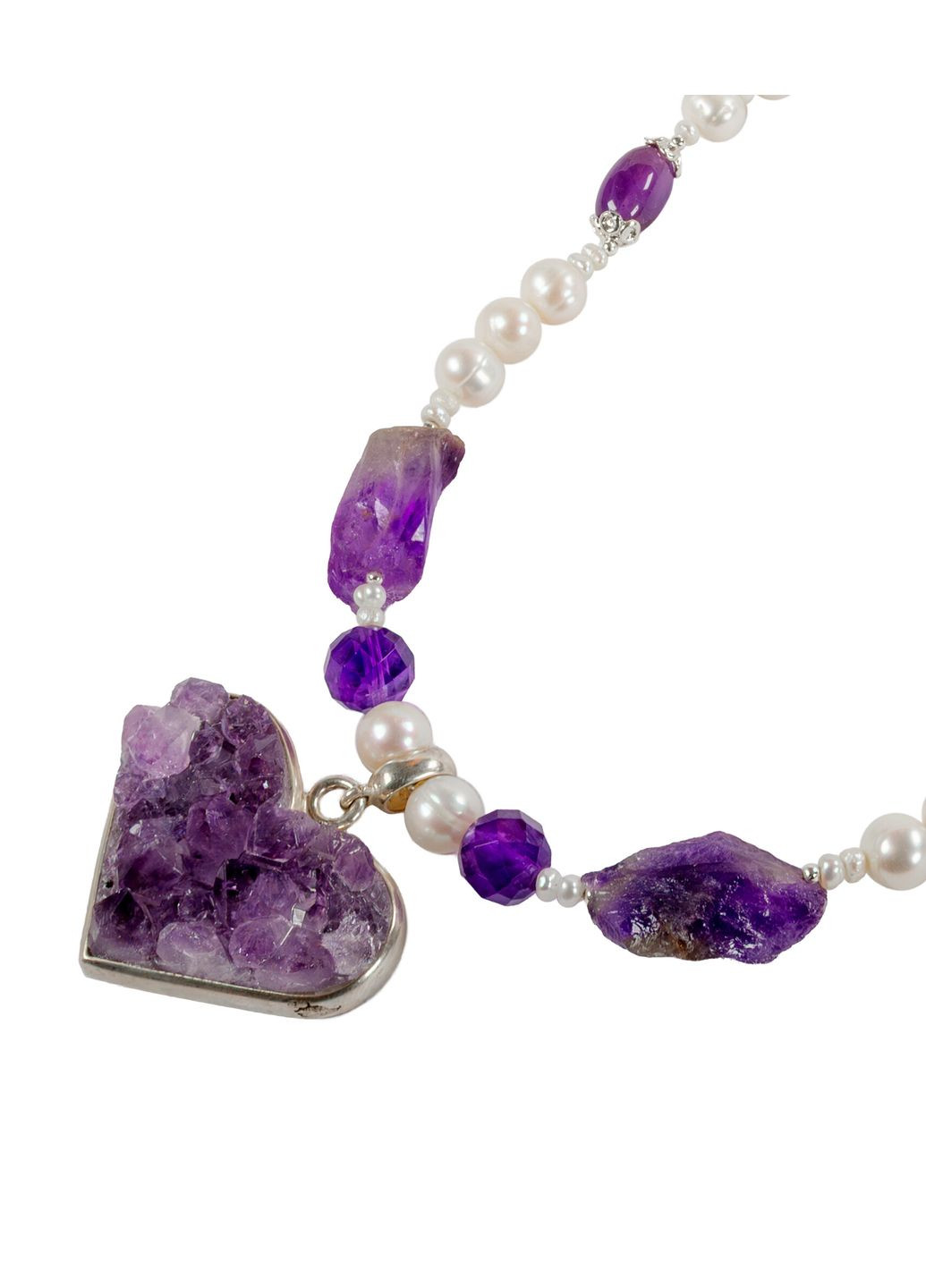 Ожерелье "Сердце Амура" Жемчуг, Аметист, серебро Fursa fashion (370299577)