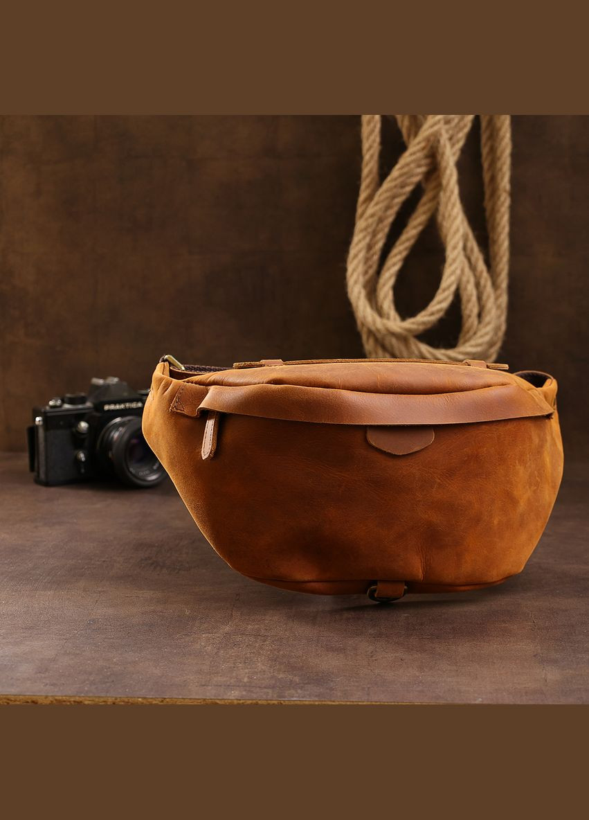 Чоловіча вінтажна сумка на пояс з основним відділенням та кишенями коричнева (sku_20371) No Brand (328922685)