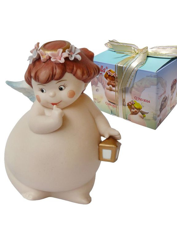 Фигурка статуэтка фарфоровая коллекционная Ангелочек с фонариком h-11,5 см Avella (349832060)