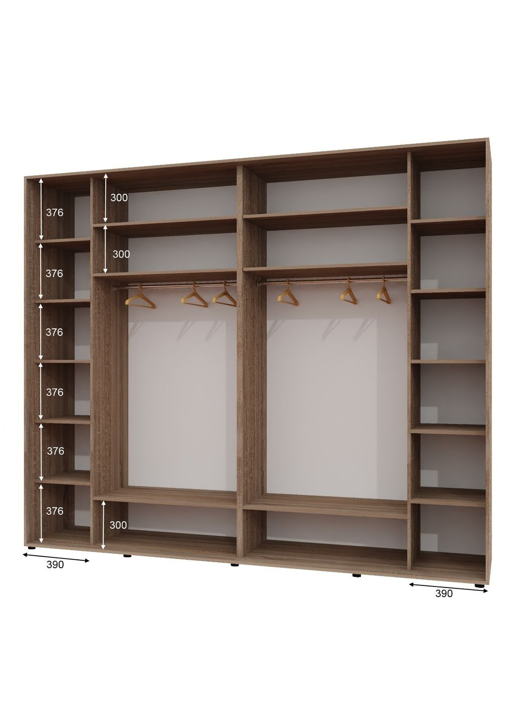 Шафа-купе тридверна 300*60*240 Дуб Сонома трюфель Дзеркало з піскострумним малюнком Люкс-149 Алекса (360439382)