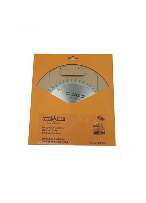 Диск пиляльний 210х2,8х1,8х30 мм Z=48 форма зубця Wneg (ATBneg) поперечне різання матеріали на основі деревин (11826) Profitool (298574610)
