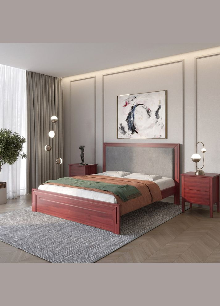 Двоспальне дерев'яне ліжко Торонто Т4 /Аляска 93 (сірий) 140х200 см (MBG-9283) Mebigrand (368280692)