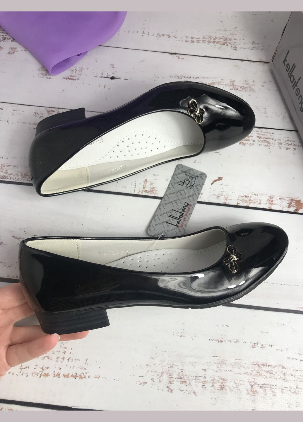 Черные туфли детские черный (194) без каблука KLF