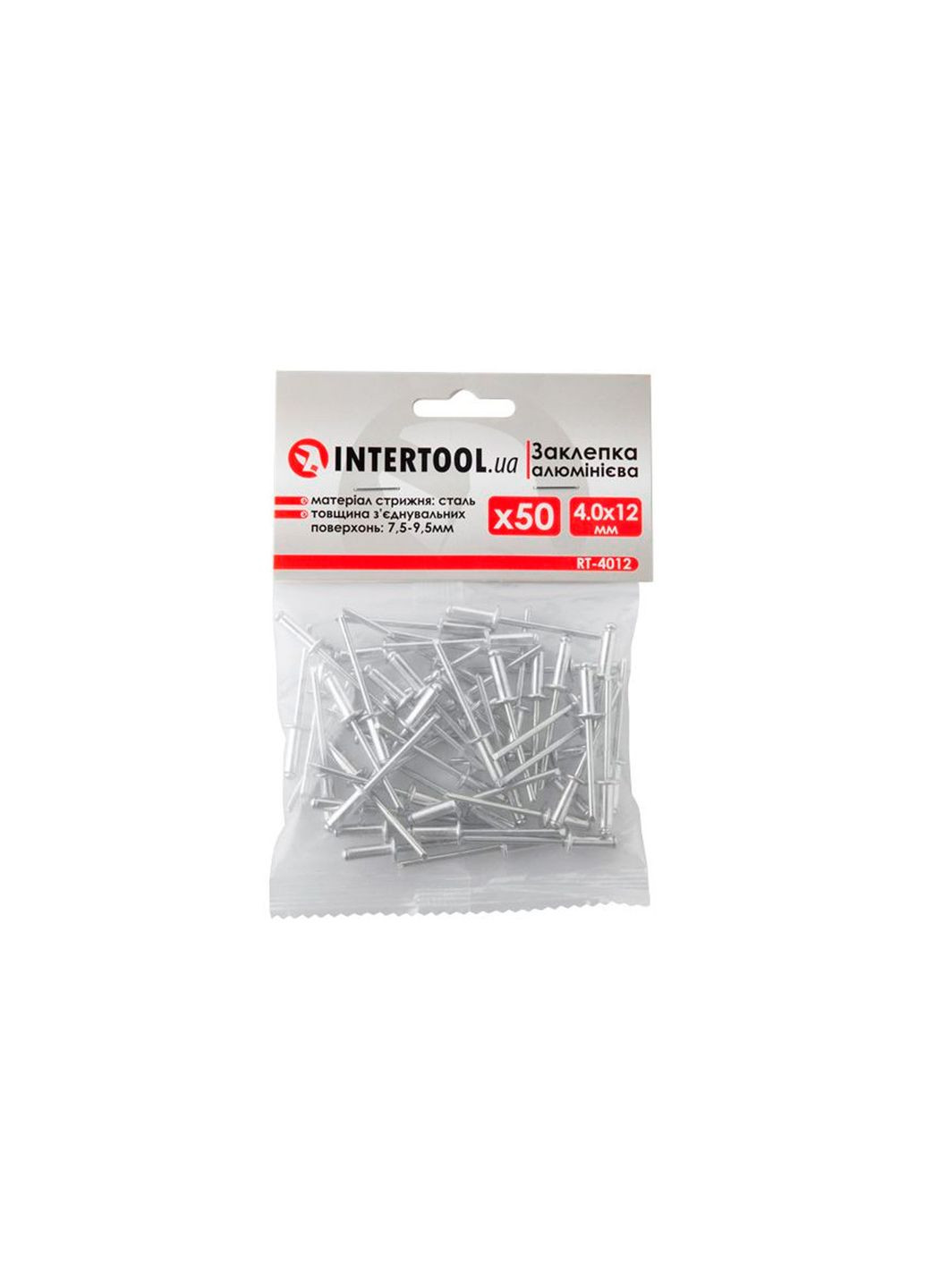 Заклепки вытяжные 4 мм плоская голова для неразъемных соединений (50 шт.) Intertool (332206075)