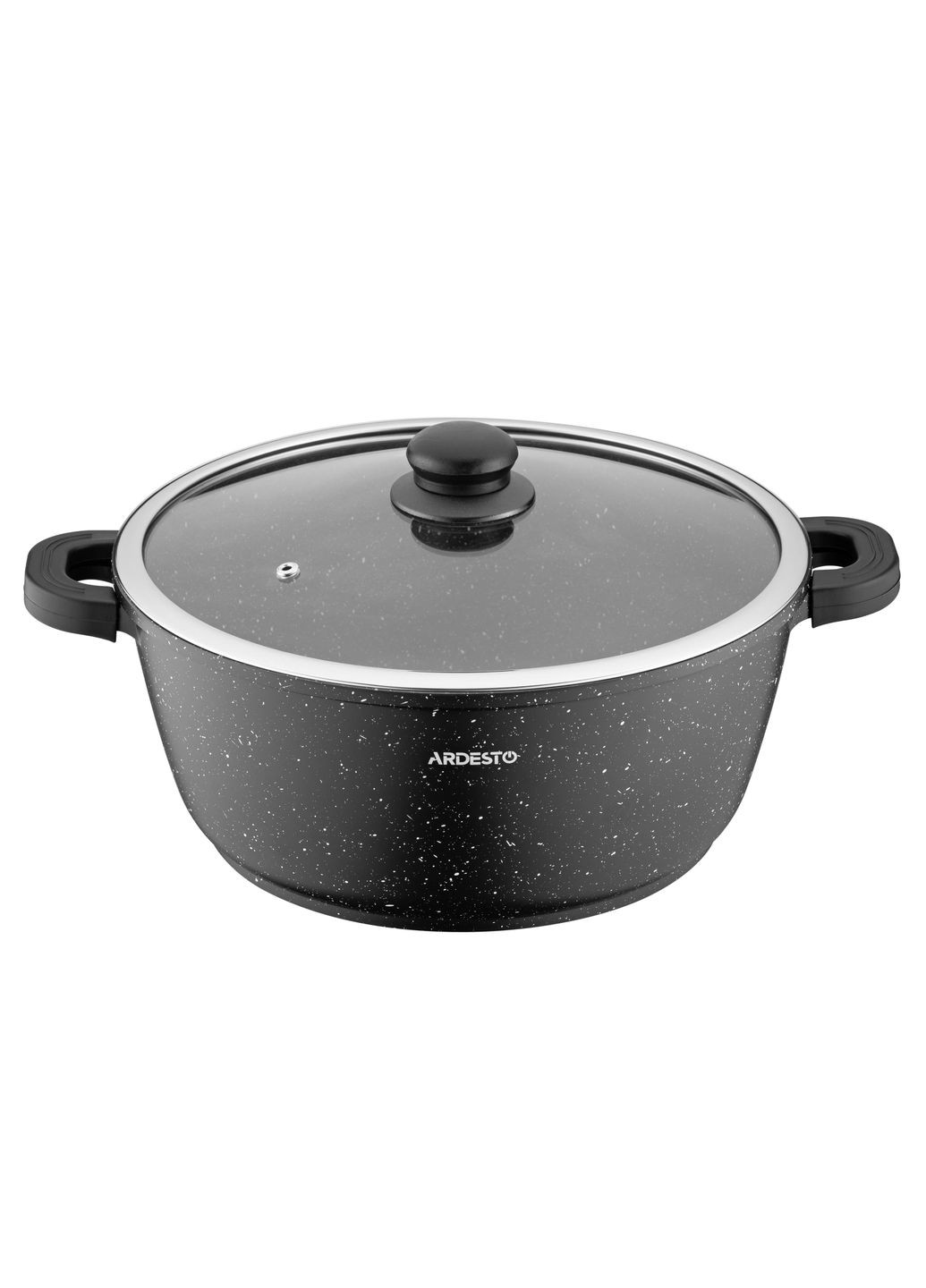 Кастрюля Gemini Anzio, стеклянная крышка, 28 см, черный мрамор, алюминий Ardesto (314749542)