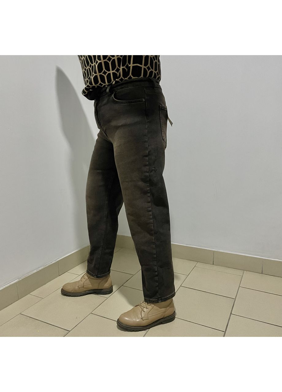 Джинсы женские скейтер утепленные байкой стрейч большой размер коричневые No Brand - (370709087)