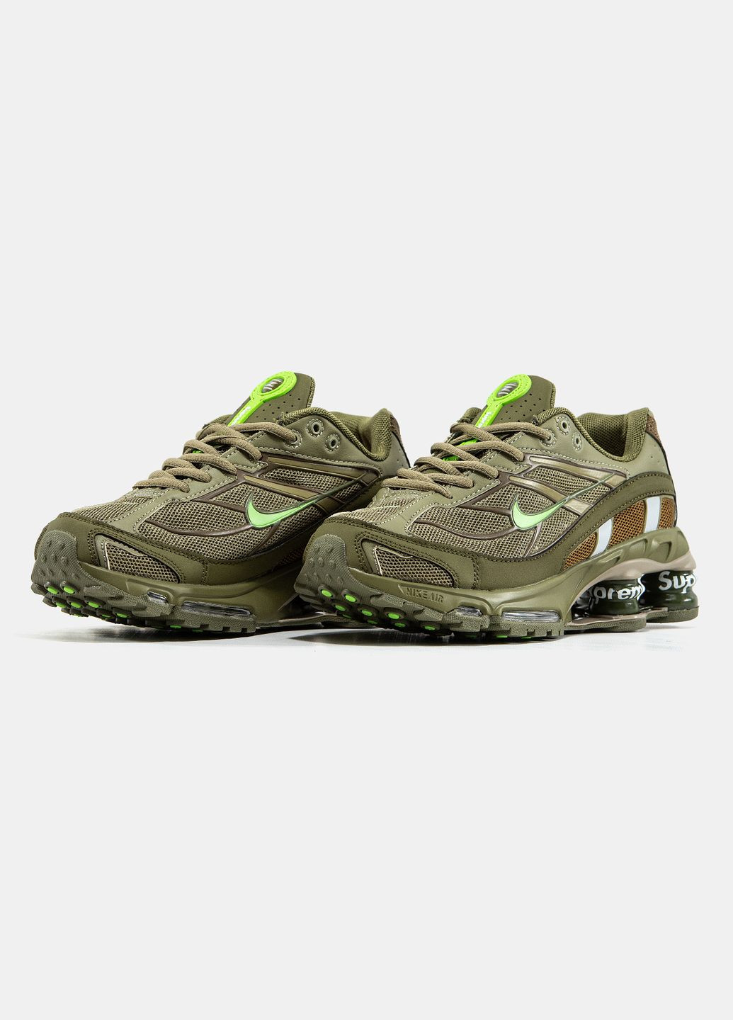 Кроссовки женские и мужские Nike Shox Ride 2 SP x Supreme khaki | Найк Шокс Райд 2 СП хаки No Brand хаки демисезоны (344464625)