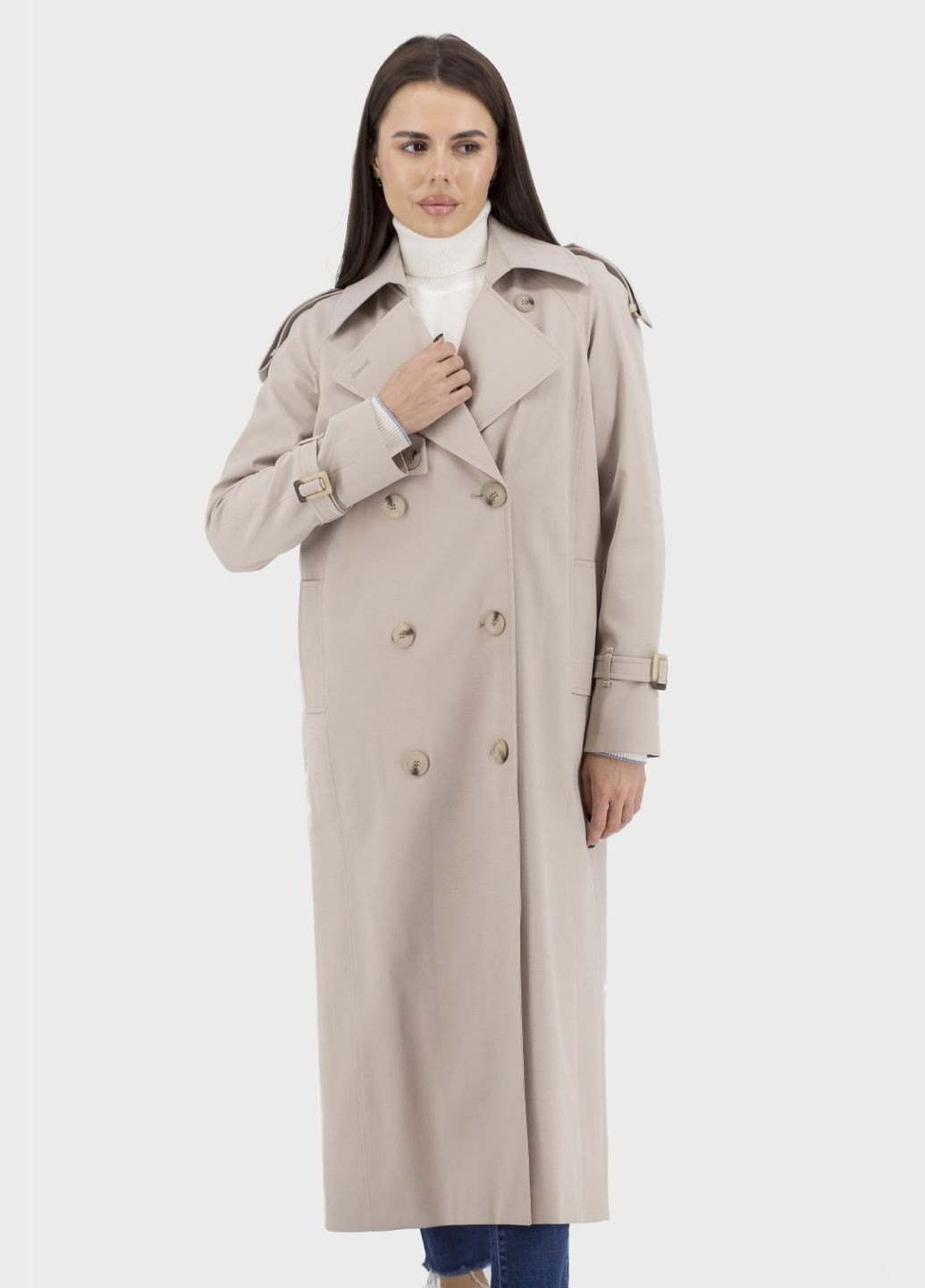Жіночий тренч без утеплювача класичний однотонний з віскозою Kent (, ), 43452 на гудзиках демісезон (331785636)