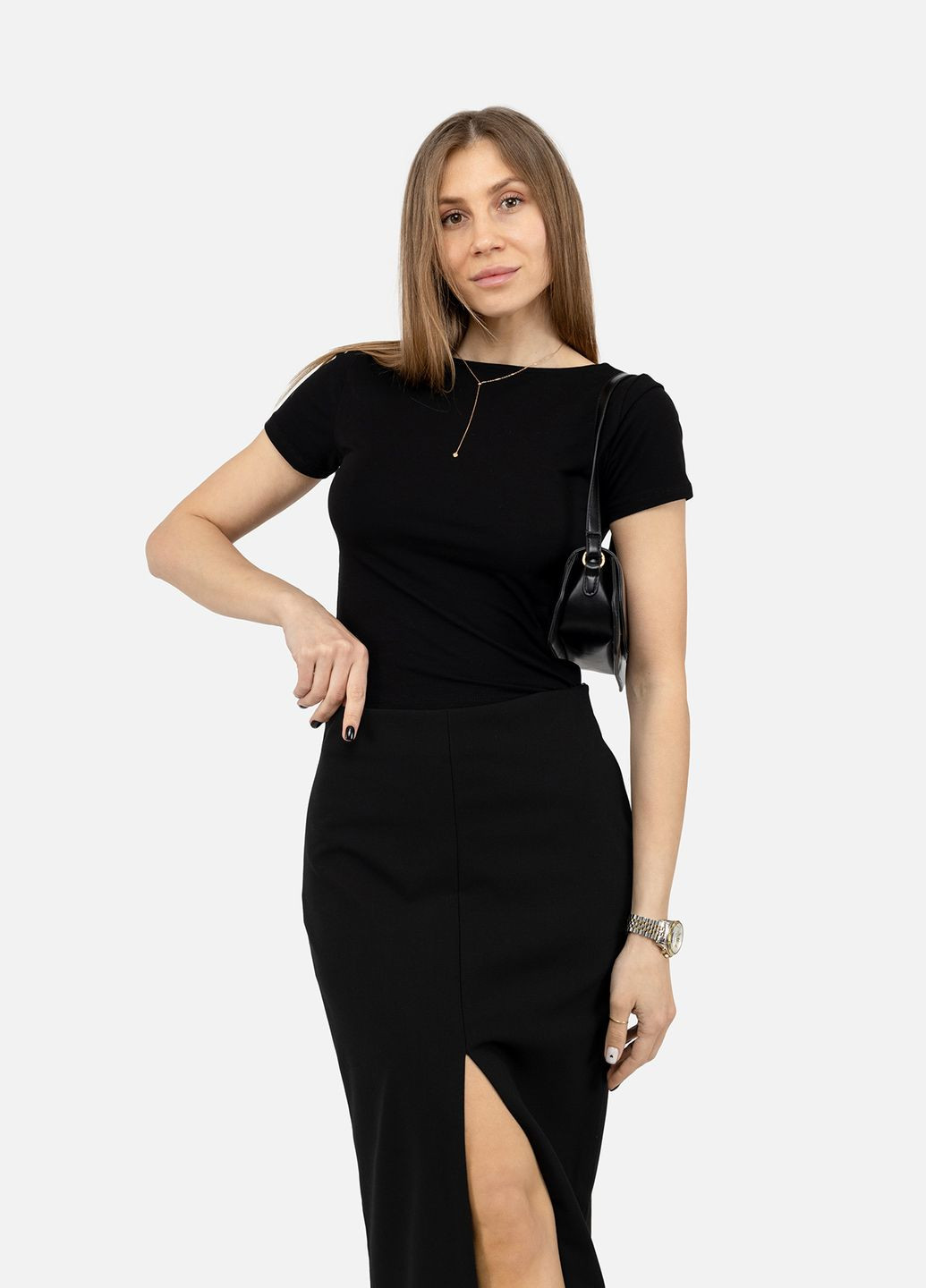 Жіноча футболка з коротким рукавом колір чорний ЦБ-00250396 Busem - (295468641)