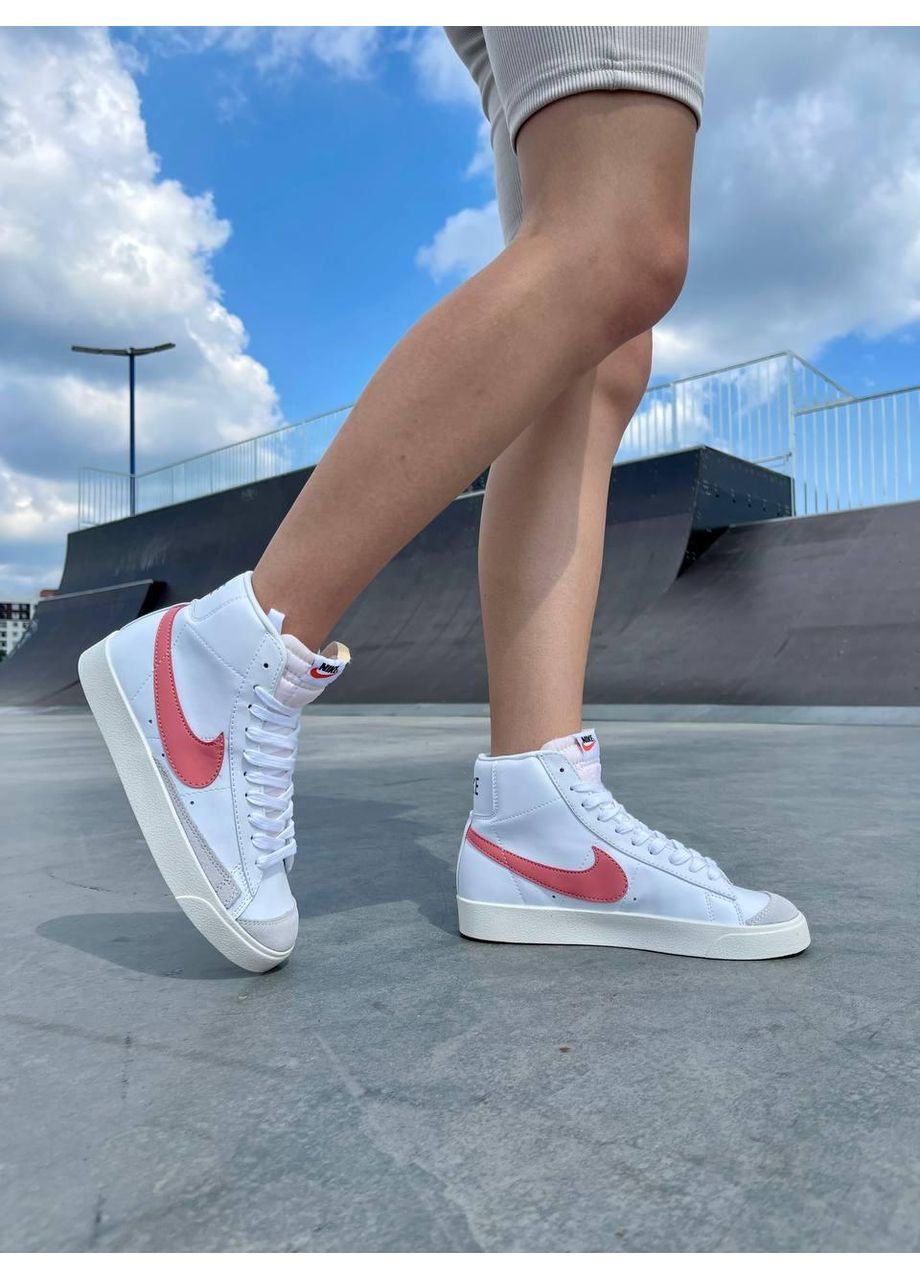 КРОСІВКИ ЖІНОЧІ NIKE BLAZER WHITE «CORAL LOGO» НАЙК БЛЕЙЗЕР No Brand білі демісезони (368647099)