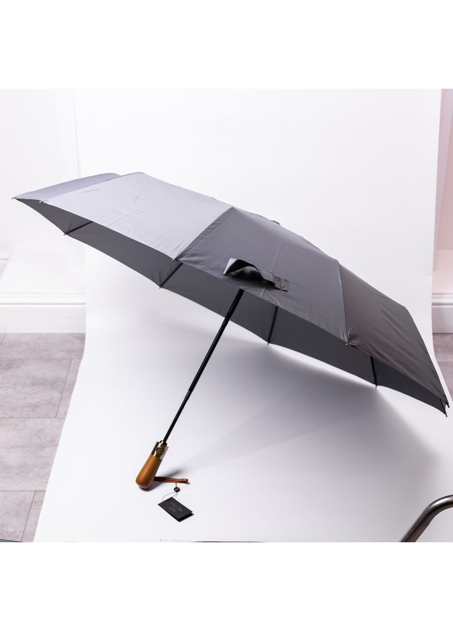 Серый зонт автоматический с деревянной ручкой классический из полиэстера диаметр 116 см hp-23-8g Yiwu (370675818)