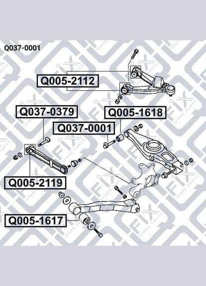 Болт с эксцентриком Q037-0001 Митсубиси Паджеро Вагон III 2000-2006 OEM MR418674 Q-FIX (345738190)