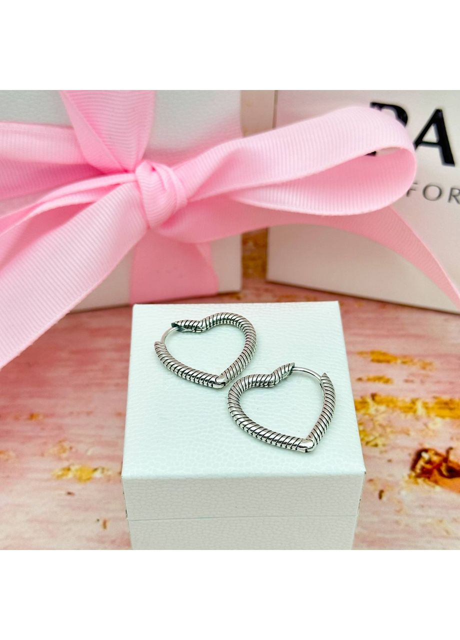 Сережки у формі серця для намистин Пандора кульчики 292236C00 Kabluchka (355346911)