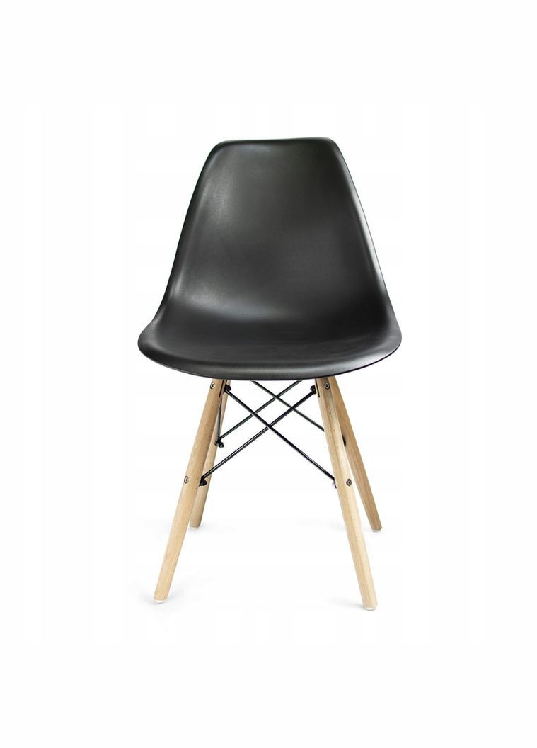 Стілець Eva у скандинавському стилі з дерев'яними ніжками чорний Jumi (301538573)