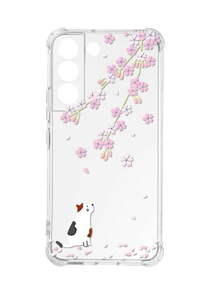 Чохол із потовщеними кутами на Samsung Galaxy S22:: Котик і сакура (принт 283) Creative (360709178)
