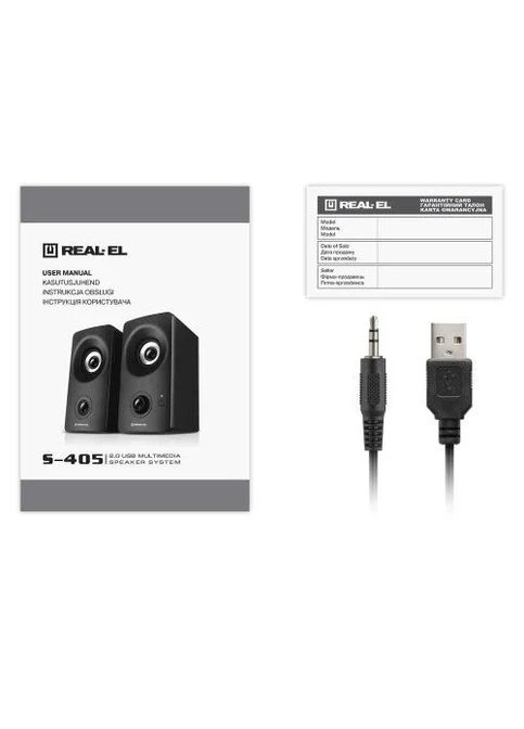 Колонки 2.0 S-405,, 8 Вт (2x4 Вт), Bluetooth / 3.5 мм, живлення USB 000-S-405 Real-El (395351532)