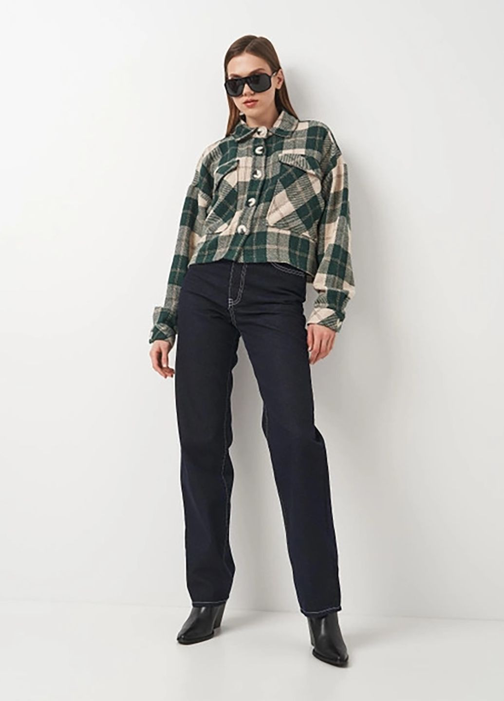 Цветная повседневный рубашка в клетку Forstime с длинным рукавом