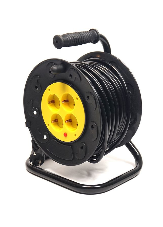 Подовжувач на котушці 25 м, 3x1.5мм2, 10А, 4 розетки (JY-2002/25) PowerPlant (314835086)