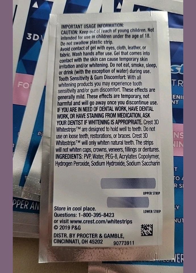 Отбеливающие полоски для зубов 3D Whitestrips Sensitive 4 стикеры 8 полосок Crest (340474406)