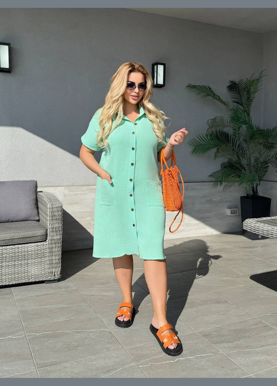 Мятное повседневный платье женское Гермес однотонное