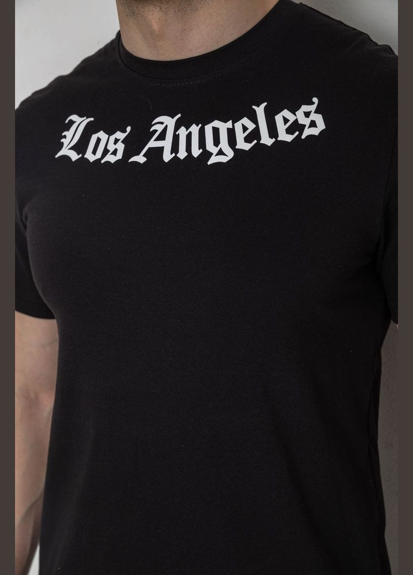 Чорна футболка чоловіча з принтом чорна розмір l (sku_241r1904) з коротким рукавом No Brand