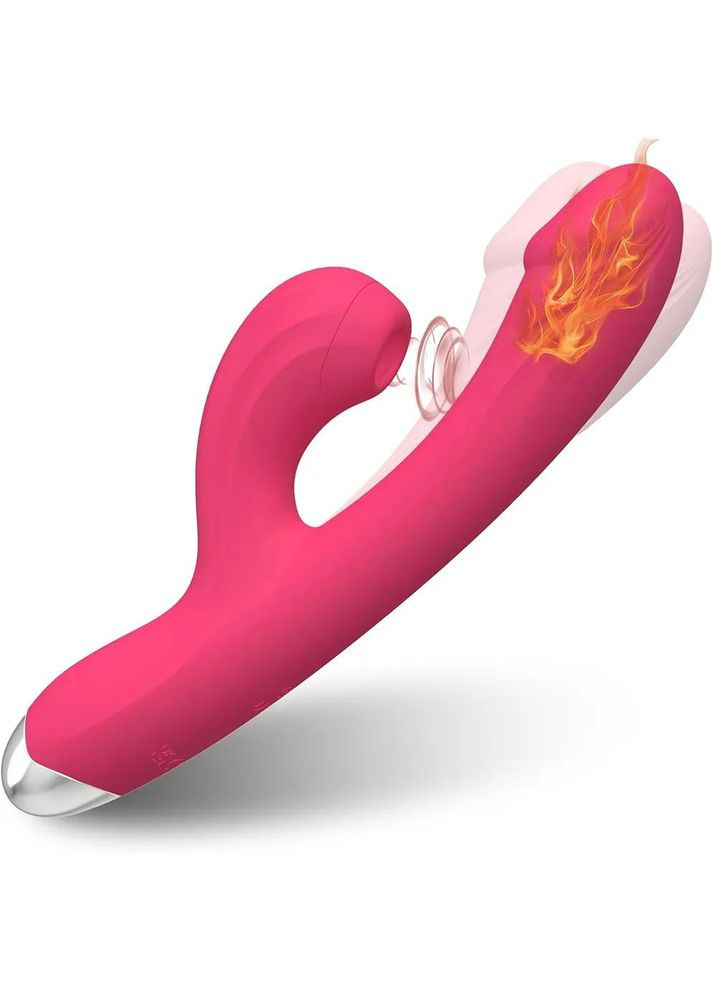 Вібратор фалоімітатор з режимом підігріву 10 режимів вібрації з режимом всмоктування рожевий 21-11,5 см No Brand HotFriend (322777928)